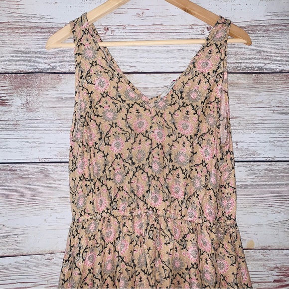 Lucky Brand Floral Tie Waist Lined Sleeveless Maxi Dress With Pockets Medium - Picture 3 of 7